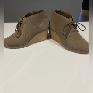 Clarks Brown Suede Wedge Ankle Boots